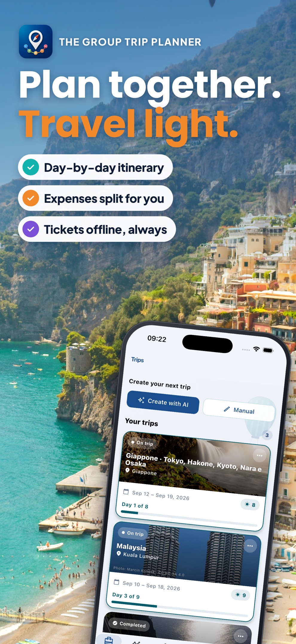 Waynex: plan together, travel light — itinerary, expenses and offline tickets