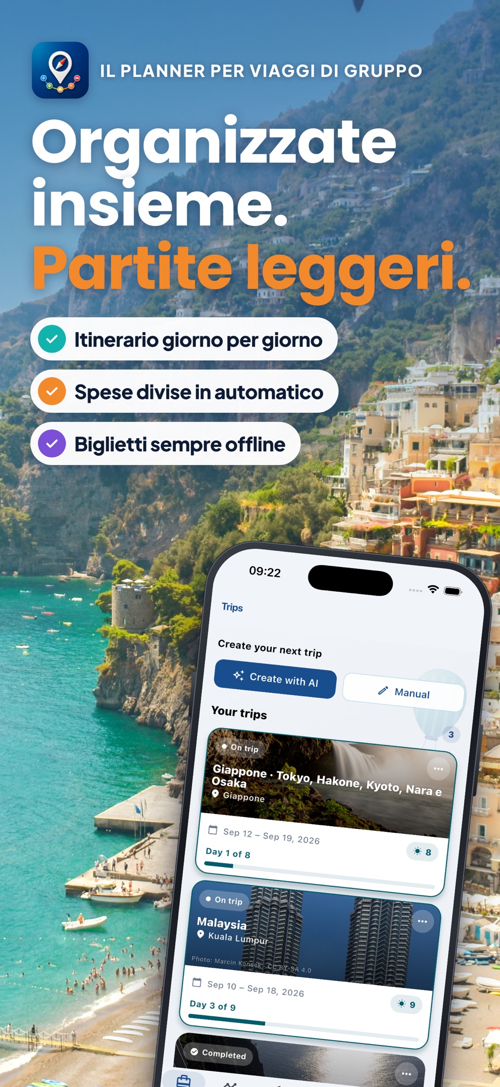Waynex: organizzate insieme, partite leggeri — itinerario, spese e biglietti offline