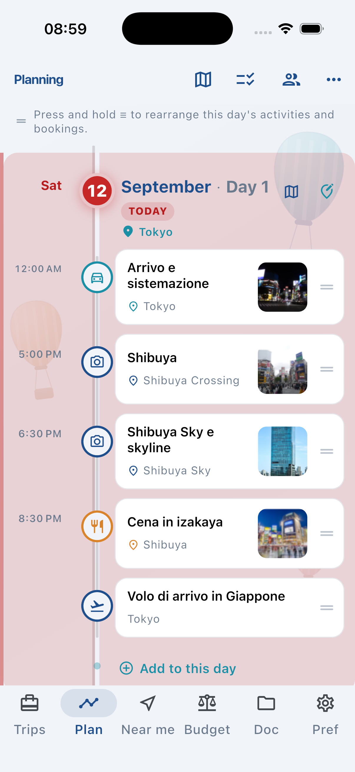 Waynex trip timeline