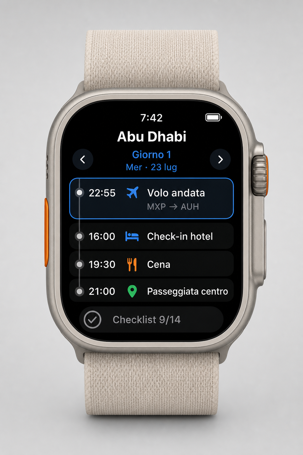 Waynex on Apple Watch Ultra — Abu Dhabi timeline