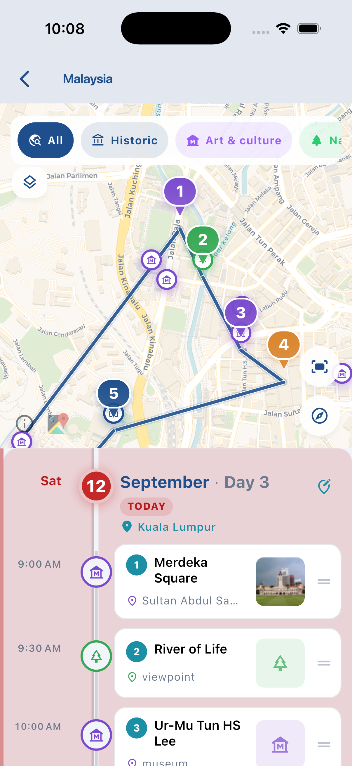 Waynex day map and timeline